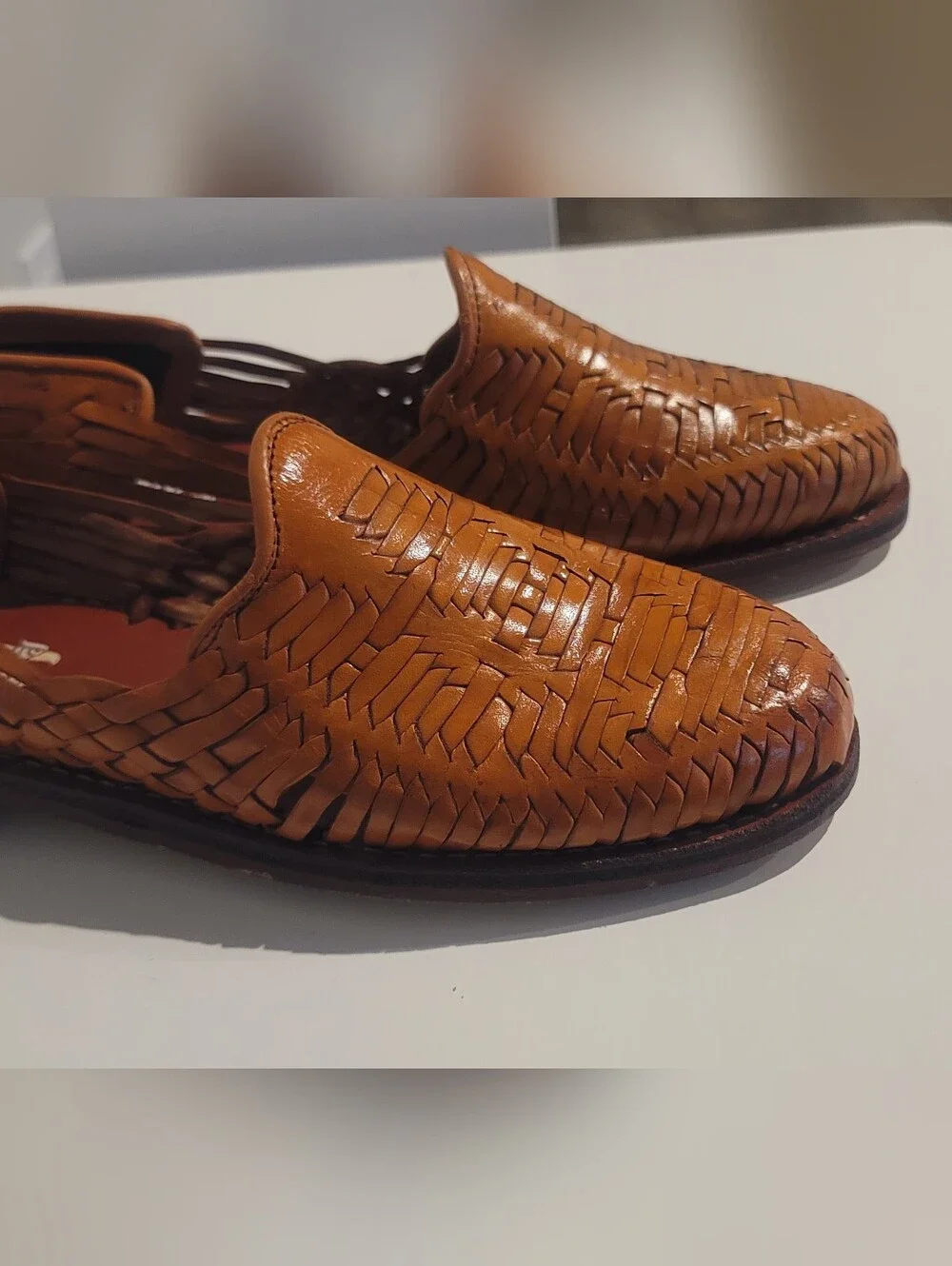 Mens Huaraches Handwoven Leather Slip-On Shoes Like New
